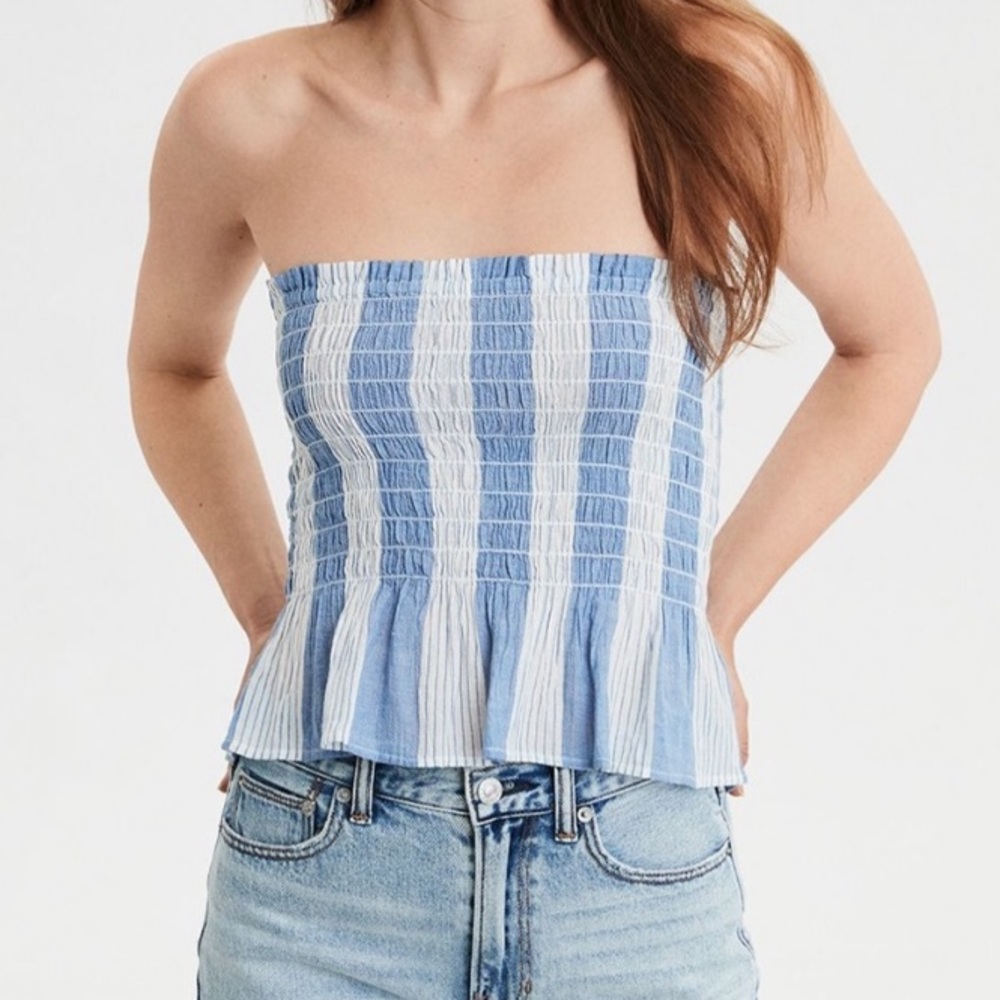 Blue & White Stripe Tube Tob